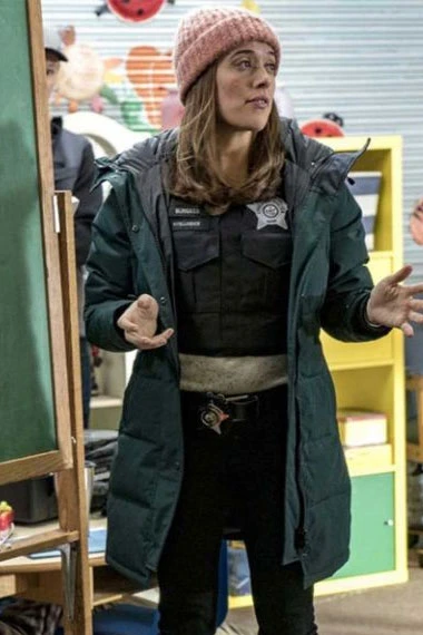 Marina Squerciati Kim Burgess Chicago PD Green Hooded Coat