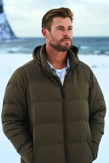 Chris Hemsworth Limitless TV Show Green Quilted Puffer Jacket