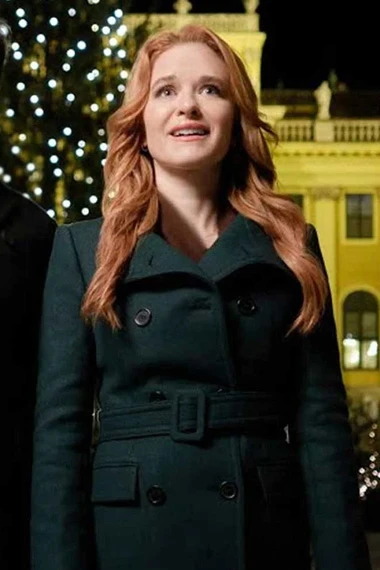 Sarah Drew Jess Waters Christmas in Vienna Green Wool Coat