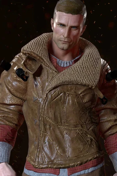 Wolfenstein BJ Blazkowicz Cosplay Brown Gaming Leather Jacket