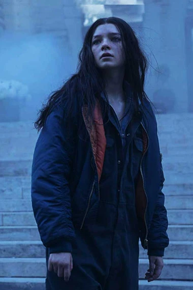 Hanna TV Series Esme Creed Miles Bomber Blue Cotton Jacket