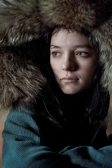 Hanna TV Series Esme Creed Miles Fur Hooded Blue Corduroy Coat