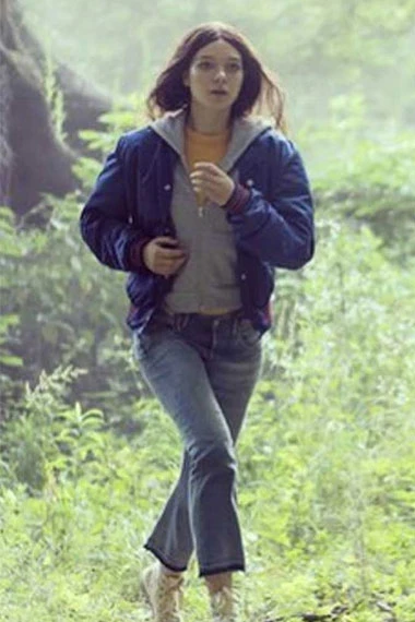 Esme Creed Miles Hanna TV Series Blue Bomber Satin Jacket