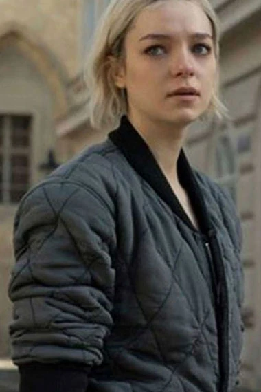 Esme Creed Miles Hanna Bomber Grey Quilted Cotton Jacket
