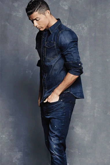 Mens Casual Cristiano Ronaldo Street Style Blue Denim Jacket
