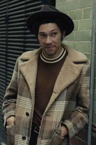 Jasper Joel Fry Cruella Checked Beige Wool Plaid Trench Coat