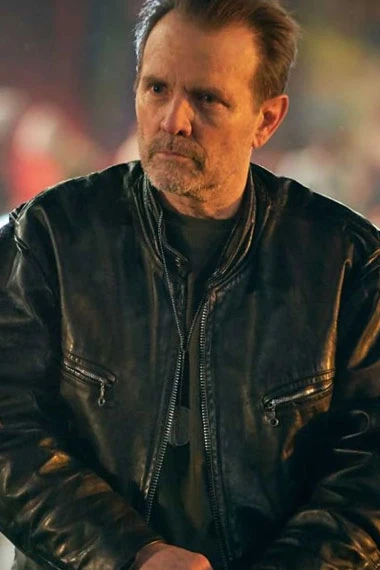 Curfew Michael Biehn Roadkill Jim Bomber Black Leather Jacket