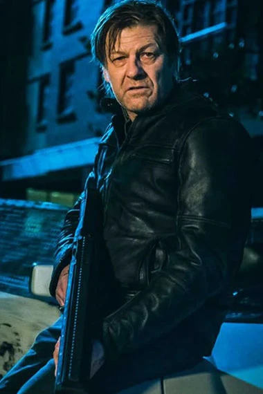 Sean Bean Errol Chambers Curfew Bomber Black Leather Jacket