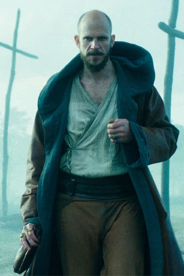 Gustaf Skarsgard Merlin Cursed Hooded Black Fleece Coat