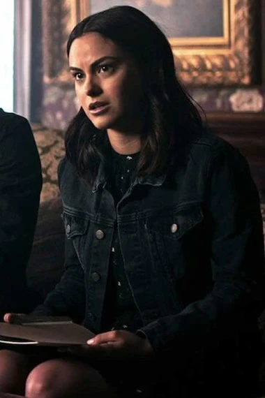 Katie Camila Mendes Dangerous Lies Bomber Blue Denim Jacket