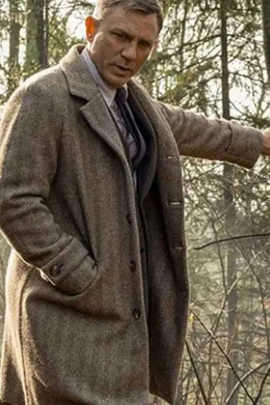 Benoit Blanc Daniel Craig Knives Out Grey Wool Trench Coat