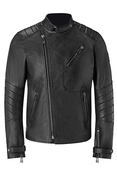 Casual Belstaff David Beckham Mens Bomber Black Leather Jacket david-beckham-belstaff-black-leather-jacket