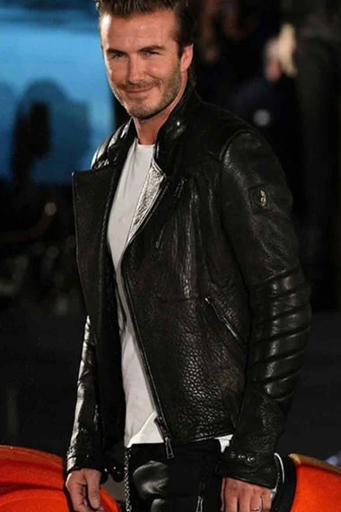 Belstaff David Beckham Mens Casual Bomber Black Leather Jacket