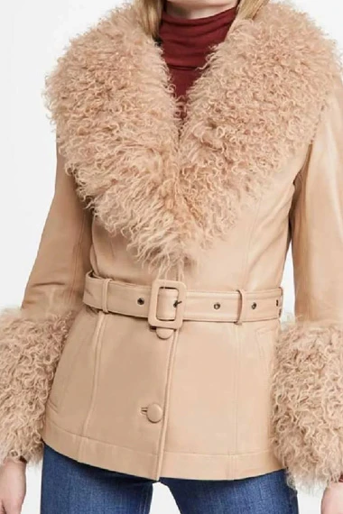 Jamie Chung Dexter New Blood Molly Park Beige Shearling Jacket
