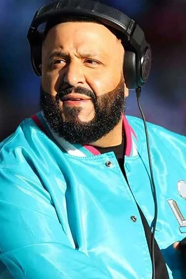 Super Bowl Liv DJ Khaled Blue Satin Varsity Bomber Jacket