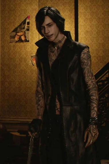 V Video Game Devil May Cry Black Cosplay Leather Long Vest