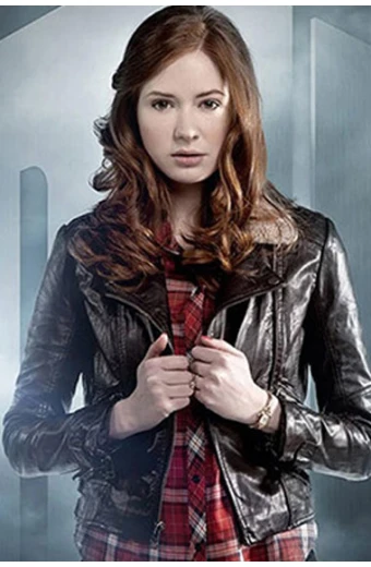 Karen Gillan Doctor Who TV Show Amy Pond Black Leather Jacket doctor-who-karen-gillan-black-jacket