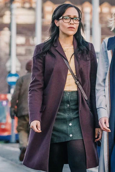 Dr Jade McIntyre Tanya Fear Doctor Who Purple Wool Trench Coat