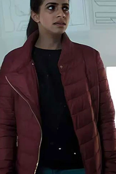Doctor Who Mandip Gill Yasmin Khan Maroon Parachute Jacket