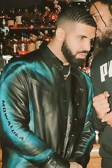 Aubrey Drake Graham Mowalola Mens Bomber Black Leather Jacket