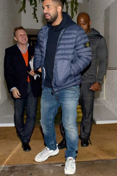Mens Aubrey Drake Graham Casual Blue Quilted Puffer Jacket