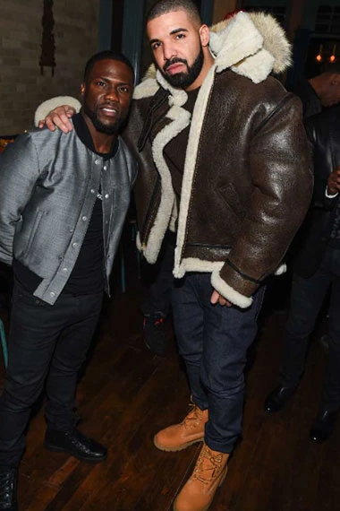 Aubrey Drake Graham Brown Leather Fur Hooded Shearling Jacket