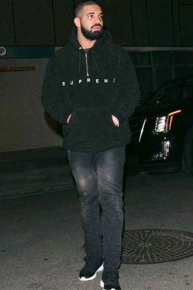 Supreme Aubrey Drake Graham Mens Casual Black Fleece Hoodie