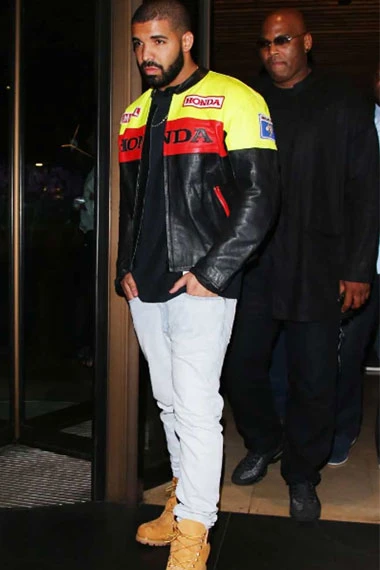 Aubrey Drake Graham HONDA Mens Black Biker Leather Jacket