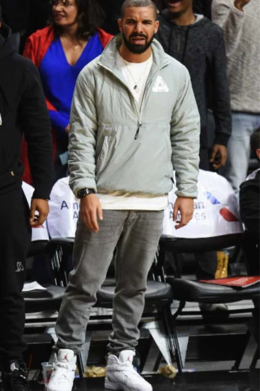 Mens Aubrey Drake Graham Casual Bomber Grey Parachute Jacket