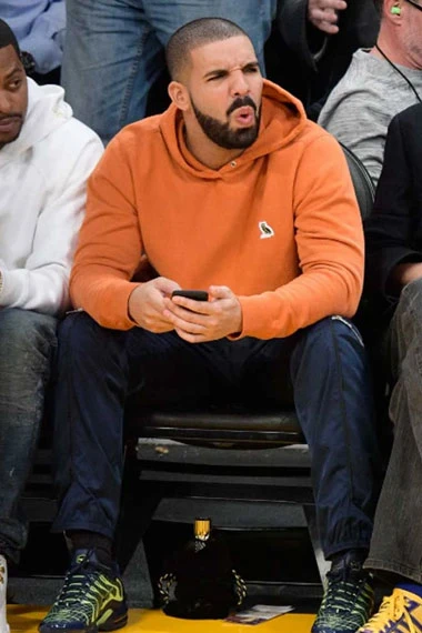 Casual Mens Aubrey Drake Graham Bomber Orange Fleece Hoodie