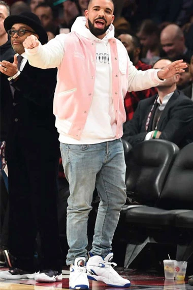 Aubrey Drake Graham Scotiabank Arena Bomber Pink Fleece Jacket