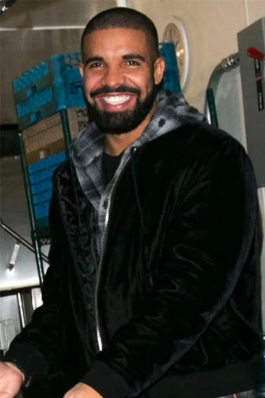 Casual Aubrey Drake Graham Mens Bomber Black Velvet Jacket