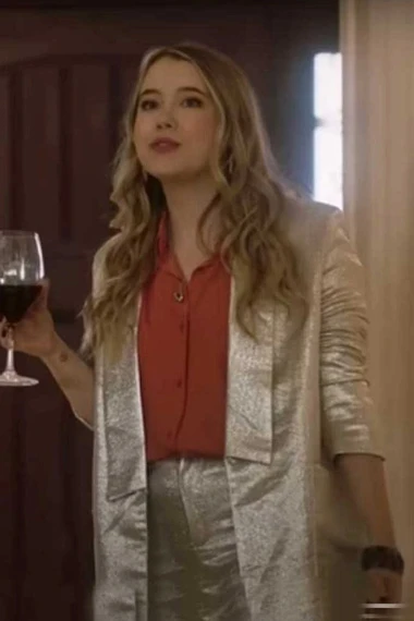 Taylor Spreitler Tess Driven To The Edge Silver Satin Coat