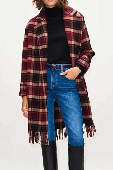 Jill Halfpenny Jodie The Drowning Checked Plaid Trench Coat