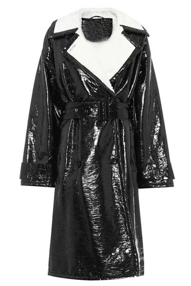 Elaine Hendrix Alexis Colby Dynasty Black Leather Trench Coat