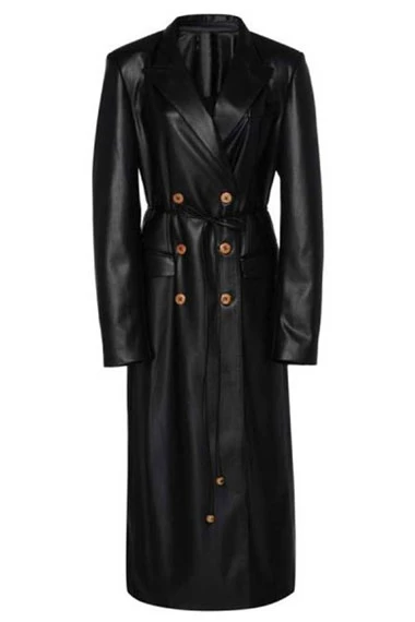 Fallon Elizabeth Gillies Dynasty Black Leather Trench Jacket