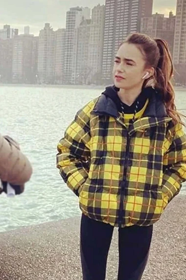 Lily Collins Emily Cooper Emily In Paris Yellow Plaid Jacket