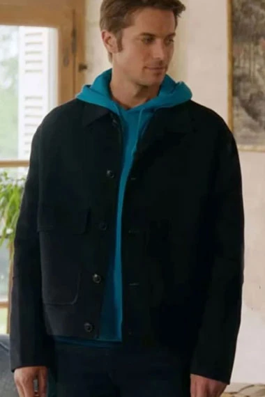 Lucas Bravo Emily In Paris TV Show Gabriel Black Wool Jacket