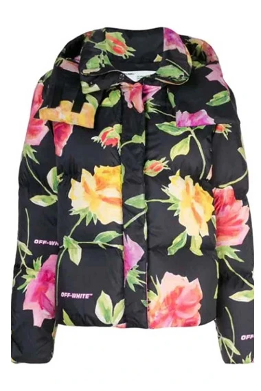 Lily Collins Emily Cooper Emily In Paris Floral Puffer Jacket
