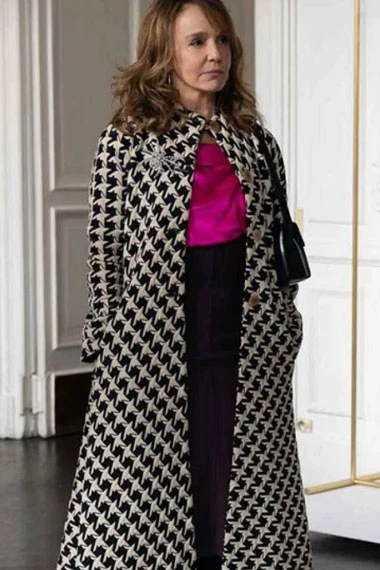 Emily In Paris Sylvie Grateau Black And White Checkered Cloak