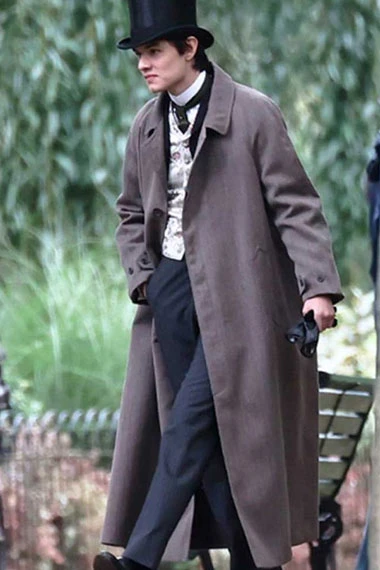 Lord Tewkesbury Louis Partridge Enola Holmes Grey Wool Coat