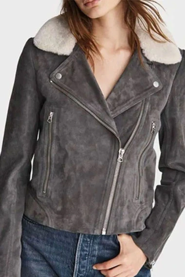 Liza Lapira Melody Bayani The Equalizer Grey Suede Jacket