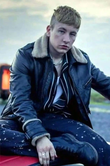 Barry Keoghan Eternals Druig Bomber Black Leather Fur Jacket