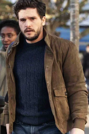 Kit Harington Eternals Movie Dane Whitman Brown Suede Jacket