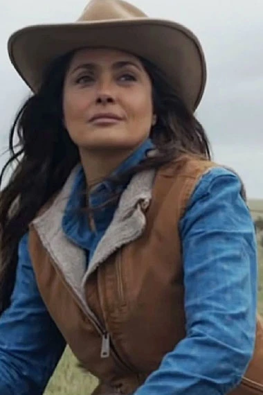 Salma Hayek Eternals Movie Ajak Brown Cotton Shearling Vest