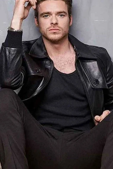 Richard Madden Eternals Ikaris Bomber Black Leather Jacket