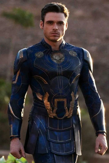 Eternals Movie Richard Madden Ikaris Blue Leather Jacket