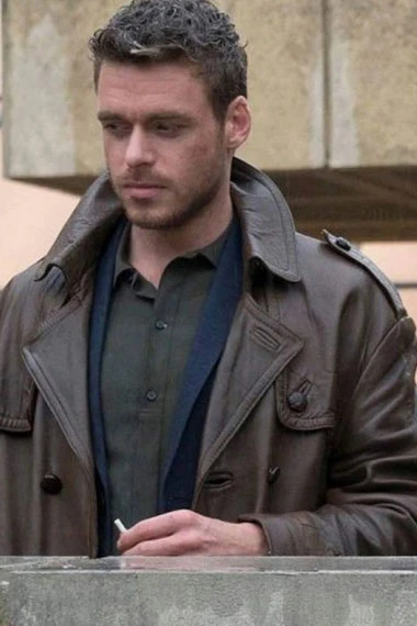Richard Madden Ikaris Eternals Brown Leather Long Trench Coat