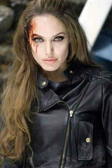 Eternals Movie Angelina Jolie Thena Biker Black Leather Jacket