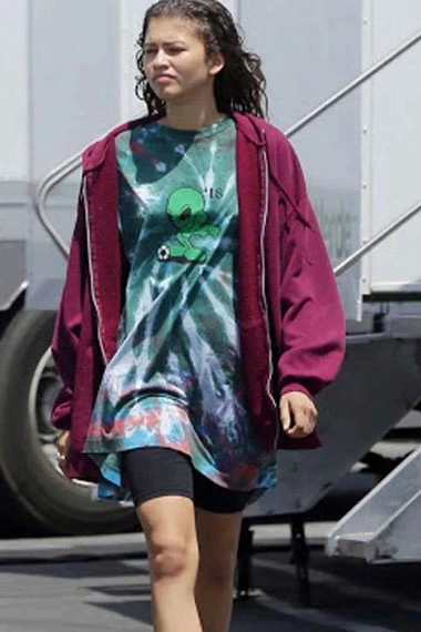 Zendaya Euphoria TV Series Rue Bennett Burgundy Fleece Hoodie